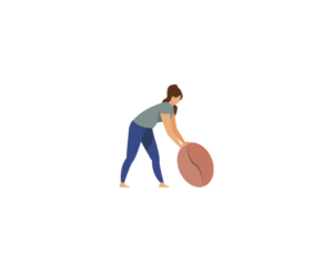 illustration personnage qui tient un grain de cafe